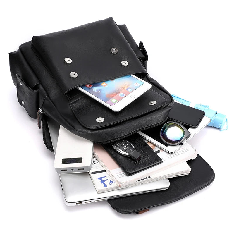 Men's PU Leather Backpack – Spacious, Durable, and Stylish!