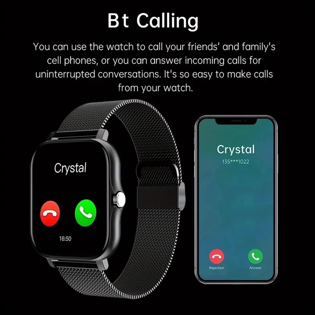Smartwatch – Full Touch Screen, Fitness Tracker, Bluetooth Calls, Waterproof
