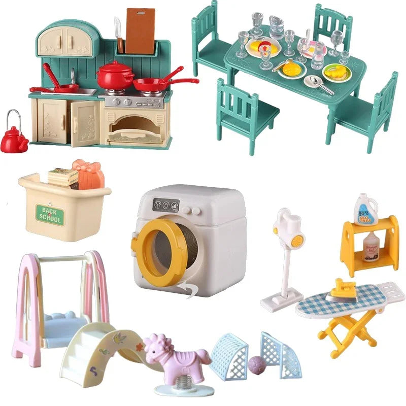 Forest Miniature Dollhouse – Kitchen & Dining Room Furniture Set