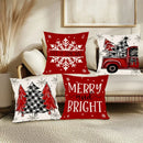 Conjunto de 4 capas de almofadas de Natal 45x45cm para decoração festiva de casa e sofá.