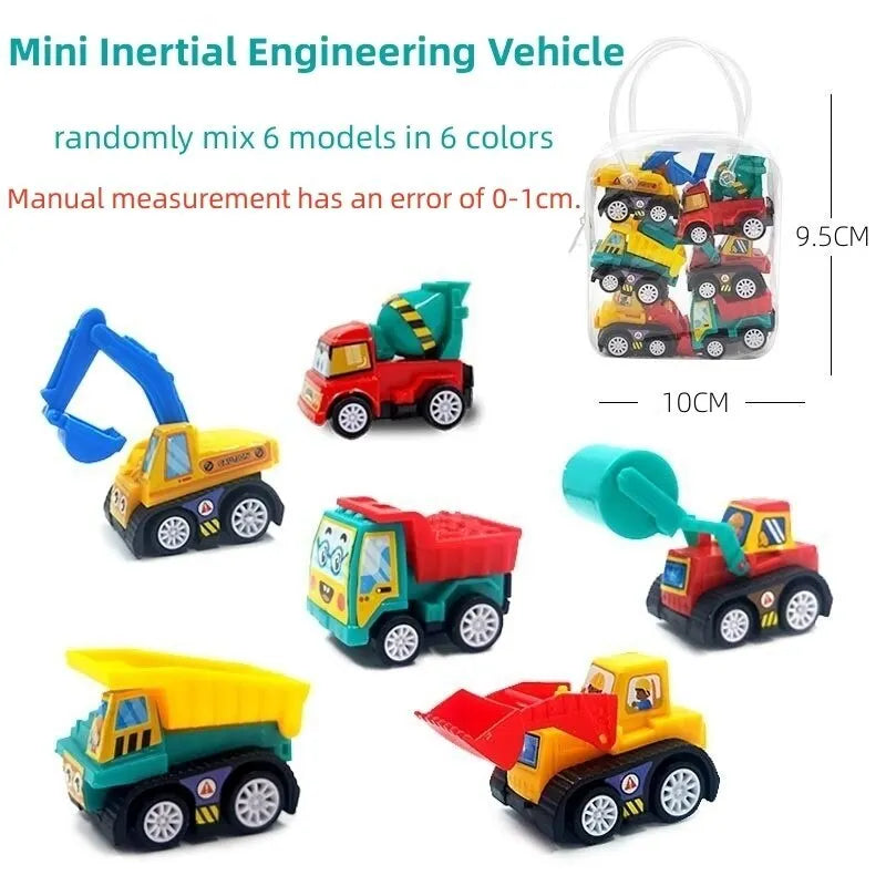 6-Piece Mini Pull-Back Engineering Car Set