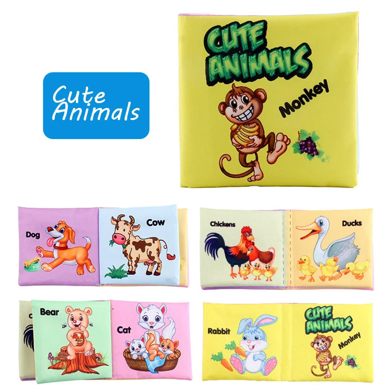 Soft 3D Cloth Book – Animal Family Cognitive Montessori Toy for Newborns (0–12 Months)