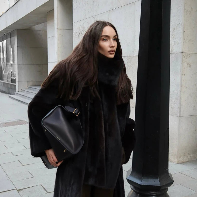 Faux Fur Sleeveless Women Waistcoat Furry High Collar Loose Lady Tank 2025 Autumn Winter All Match Solid Soft Warm Female Vest