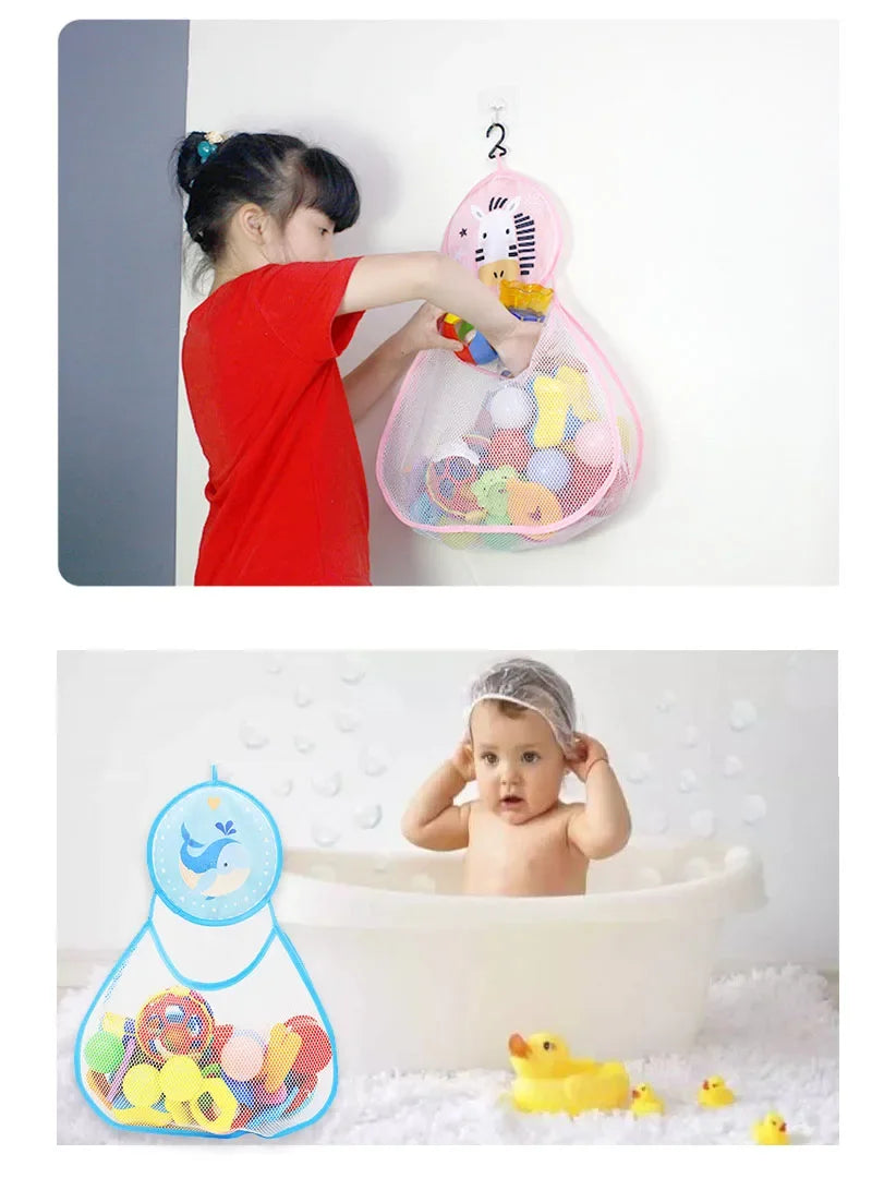 “Dino” Bath Toy Organizer – Mesh Hanging Bag with Suction Cups for Bathtub