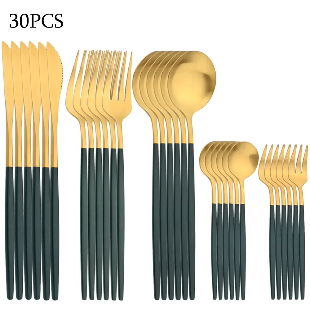 30-Piece Stainless Steel Cutlery Set – Elegant Dining at Home