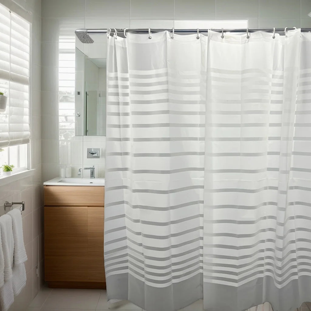 Simple White Striped Shower Curtain – Clean Look & Everyday Protection