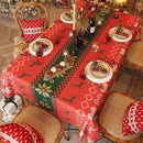 Toalha de mesa de Natal vermelha vibrante.