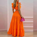 Conjunto de duas peças para menina – Top cropped + Saia maxi – Look casual elegante 