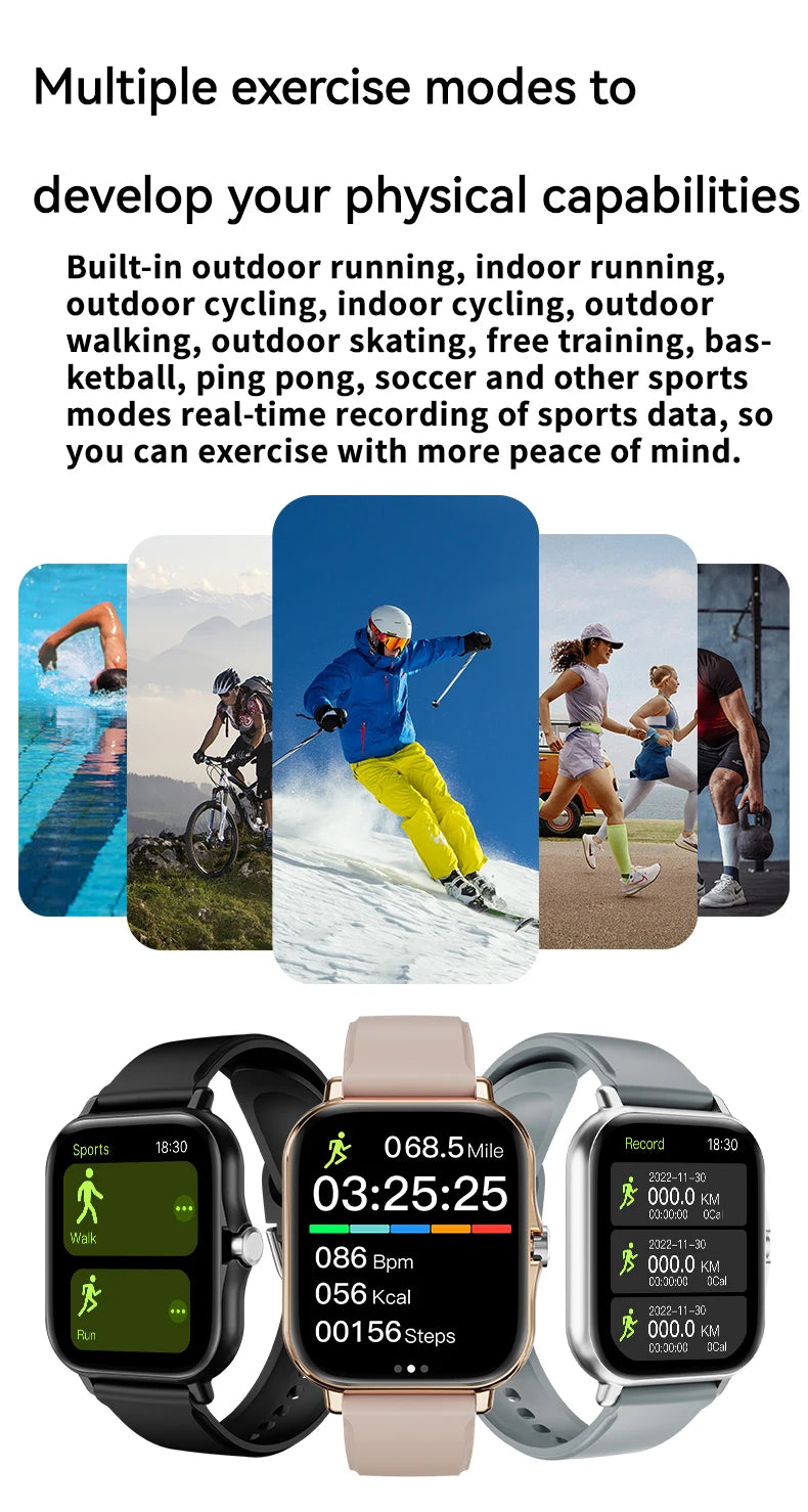 Smartwatch – Full Touch Screen, Fitness Tracker, Bluetooth Calls, Waterproof
