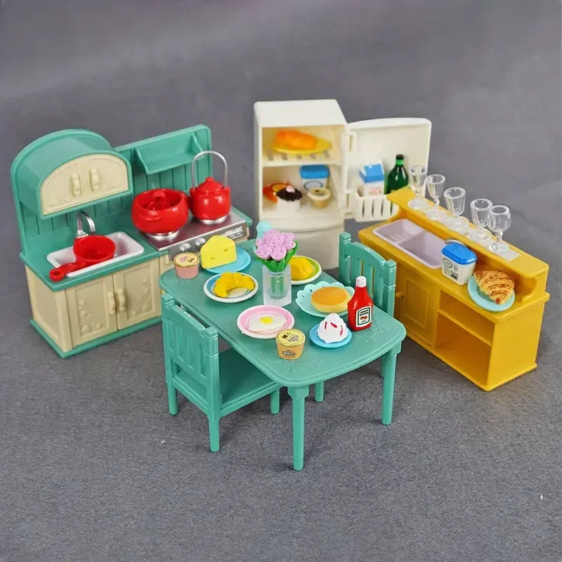 Forest Miniature Dollhouse – Kitchen & Dining Room Furniture Set