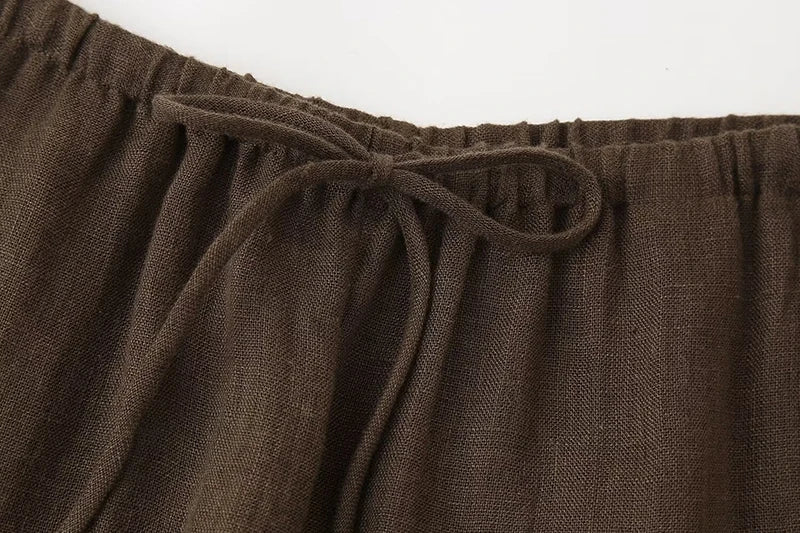 Wide Leg Pants Sets 2 Pieces Women Fashion Lace Up Kimono Tops Women's Suit Two Piece Set Spring Women Outfit