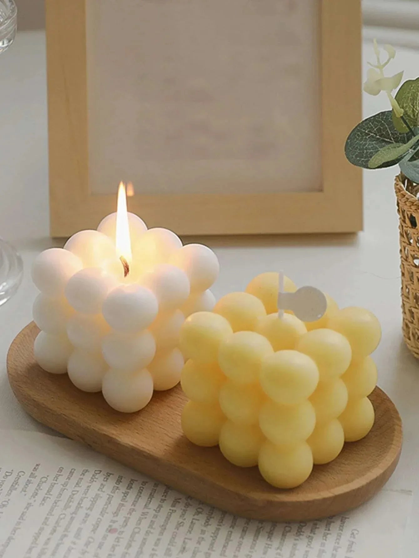 Handmade Soy Wax Aromatherapy Candle – Scented Decorative Cube/Ball Shape, Ideal for Home Decor & Wedding Gift