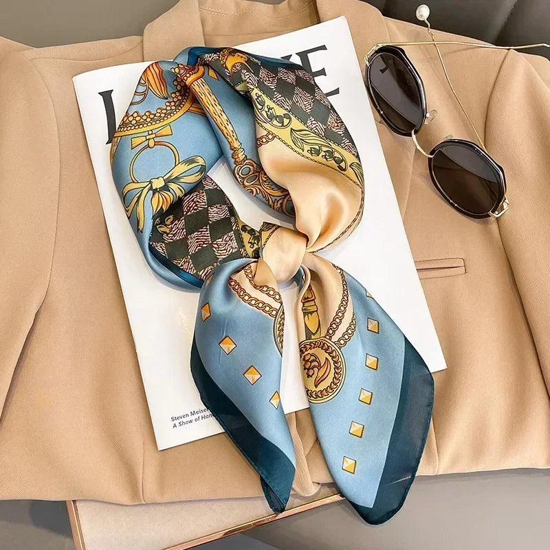 Luxury Print Satin Square Scarf – Elegant, Versatile & Lightweight for Everyday Use