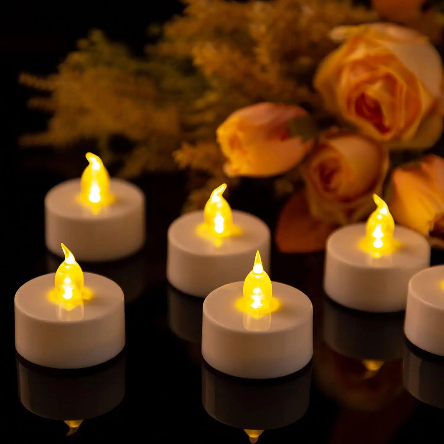 24PCS Flameless LED Candles – Warm White Battery Tea Lights for Weddings, Holidays & Safe Home Decor