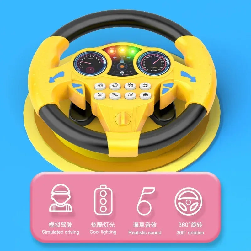 Infant Stroller Steering Wheel Toy – Interactive Copilot Role-Play with Click & Lights