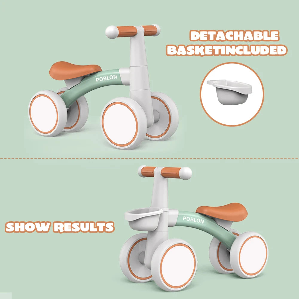 4-Wheel Baby Balance Bike – The Perfect First Ride for Toddlers!