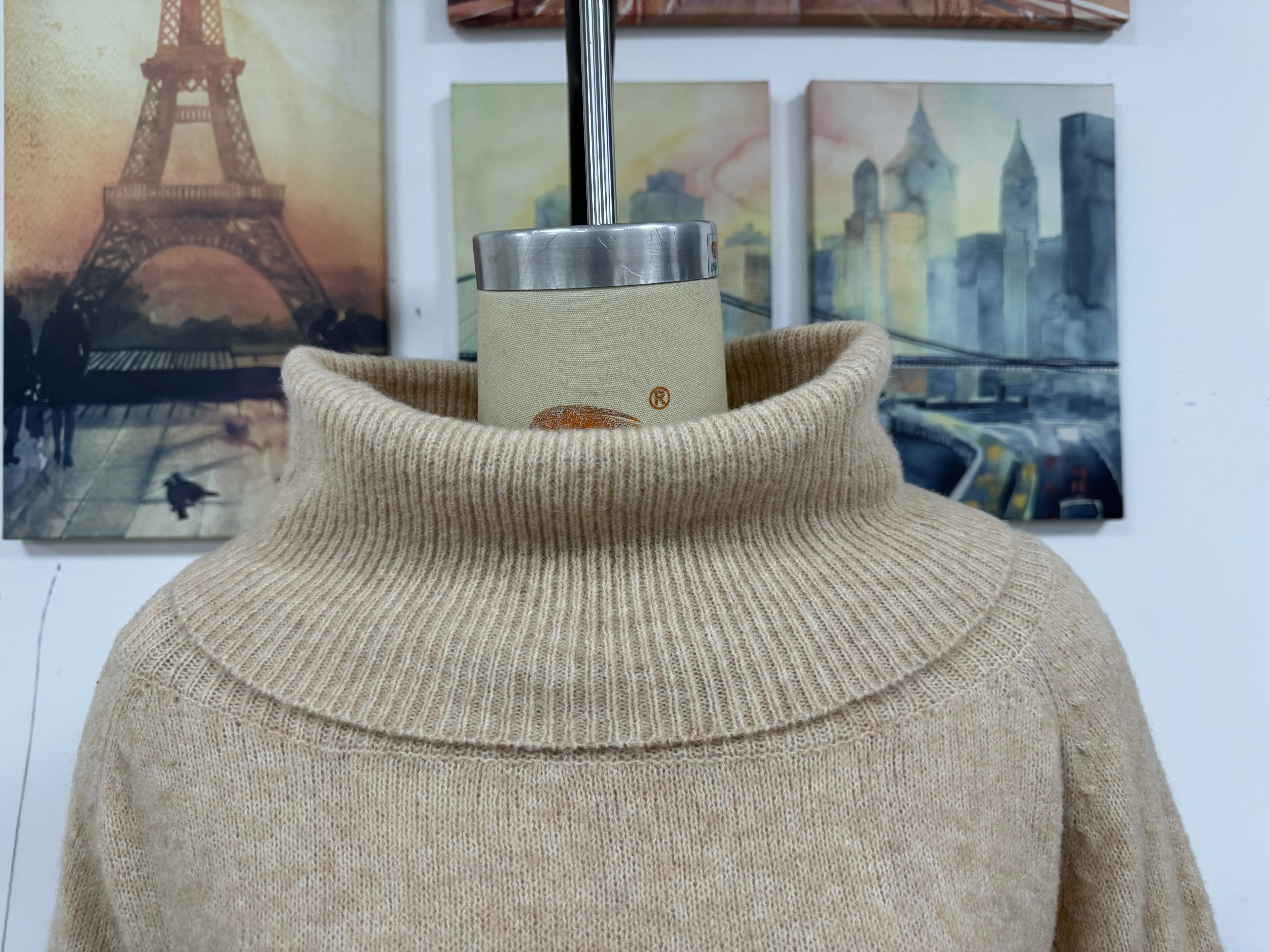 Women Sweater 2024 Winter Casual Heaps Collar Knitted Solid Long Sleeve Pullover Ladies Autumn Trend Warm Off Shoulder Jumpers