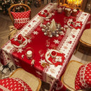 Toalha de mesa de Natal vermelha vibrante.