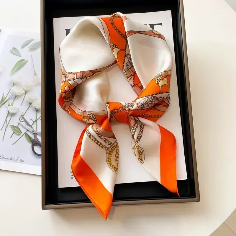 Luxury Print Satin Square Scarf – Elegant, Versatile & Lightweight for Everyday Use