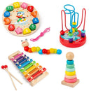 Brinquedo Educativo Montessori de Madeira 9 em 1 – Desenvolve Competências Motoras e Lógicas 