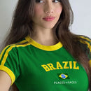 Women's Streetwear Brazil Letter Print T-shirt Y2k Punk Summer Casual Aesthetics Fashion Crop Top Vintage Sexy Grunge Fairy Tees