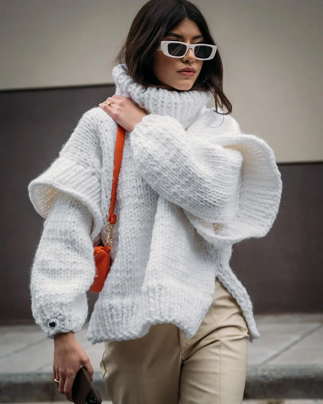 Hot Sale Of The Season Women's Oversized Long Sleeve Knitted Sweater Thick Winter Style Crew Neck Coarse Texture Cross-Border Ne