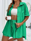 Conjunto chique de verão para mulher – Camisola de manga comprida + Calções de perna larga