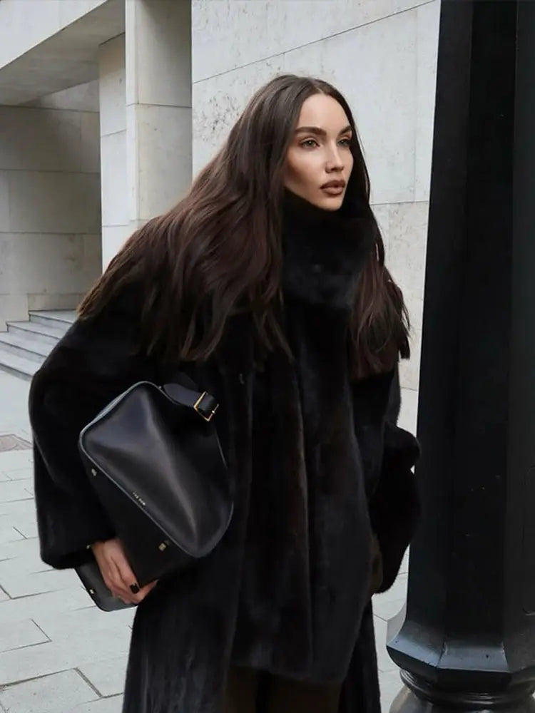 Faux Fur Sleeveless Women Waistcoat Furry High Collar Loose Lady Tank 2025 Autumn Winter All Match Solid Soft Warm Female Vest