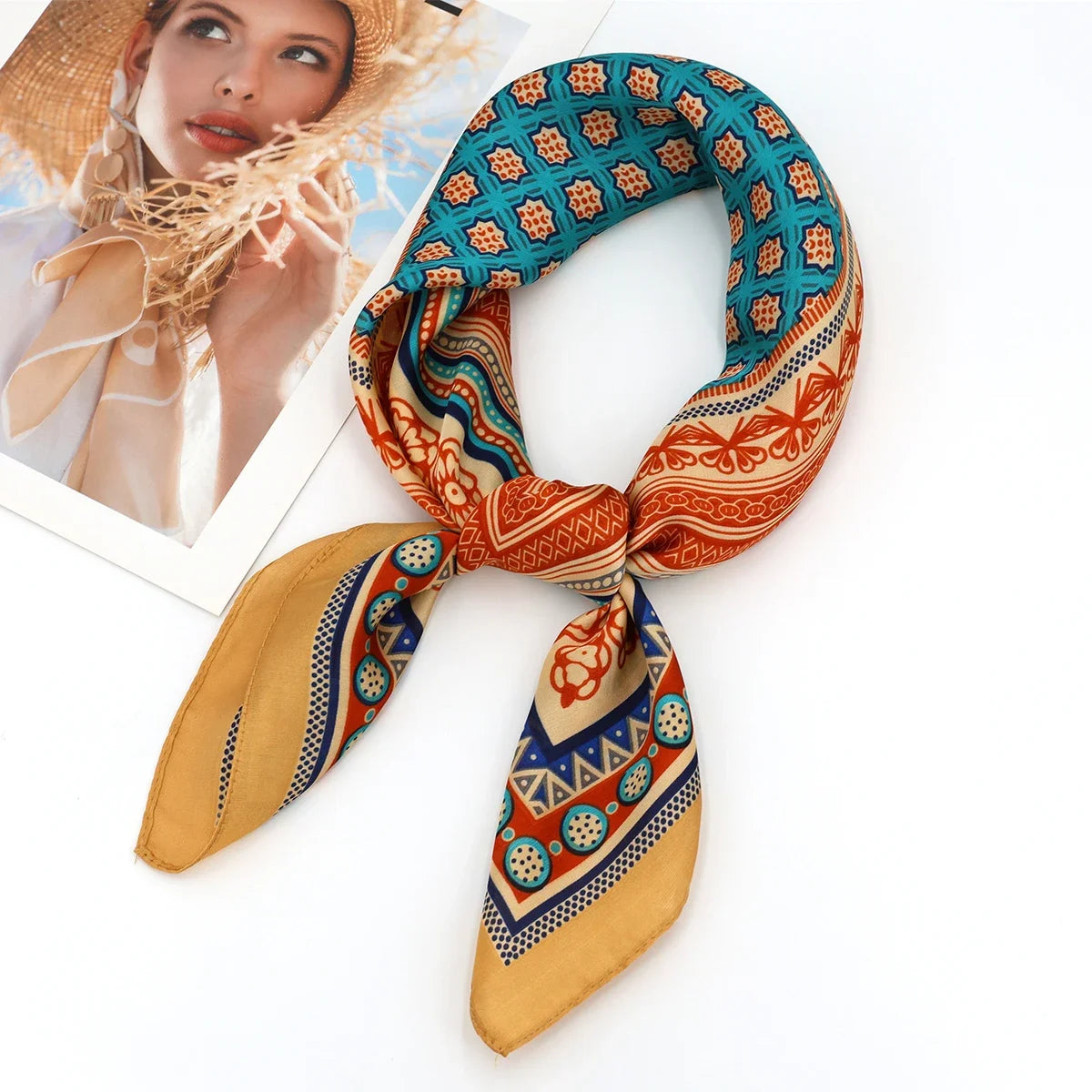 Luxury Print Satin Square Scarf – Elegant, Versatile & Lightweight for Everyday Use