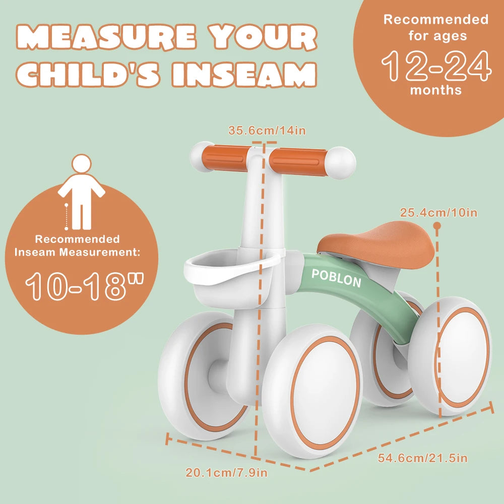 4-Wheel Baby Balance Bike – The Perfect First Ride for Toddlers!